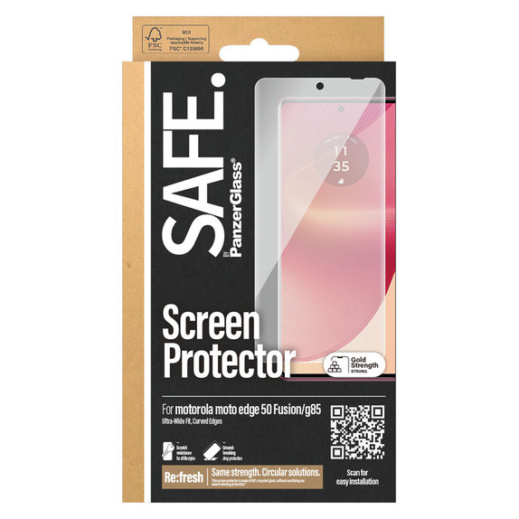 Kaljeno staklo UWF za Motorola Moto G85 5G/Edge 50 Fusion, Crna, SAFE by PanzerGlass