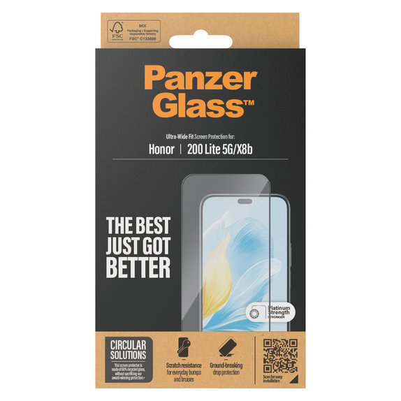 Kaljeno staklo UWF za Honor 200 Lite, Crna, PanzerGlass