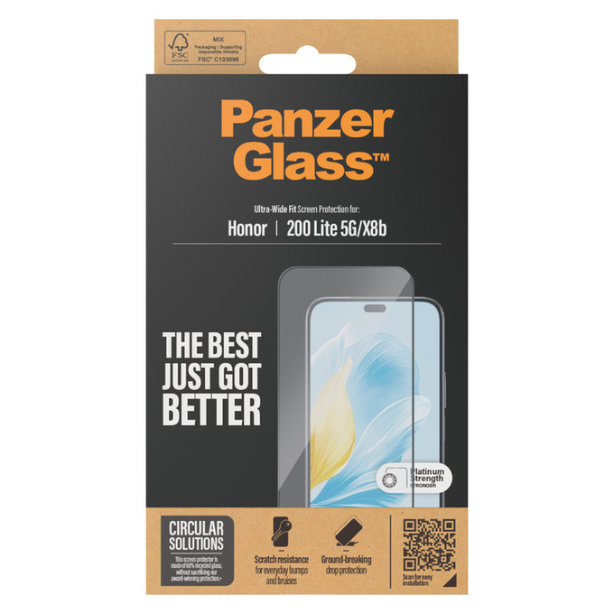 Kaljeno staklo UWF za Honor 200 Lite, Crna, PanzerGlass