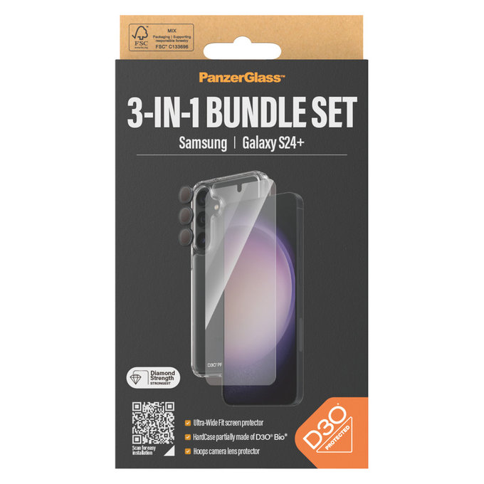 Bundle Hoops + Kaljeno staklo UWF + Hard Case D3O za Samsung Galaxy S24+, PanzerGlass