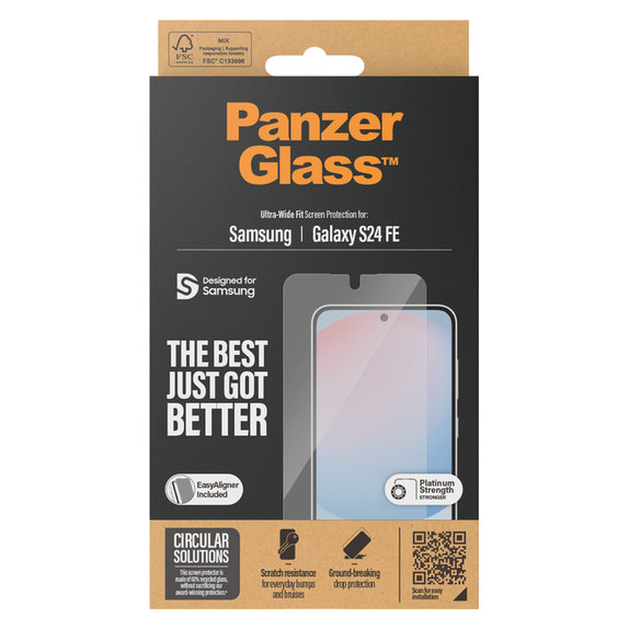 Kaljeno staklo UWF s aplikatorom za Samsung Galaxy S24 FE, Prozirna, PanzerGlass