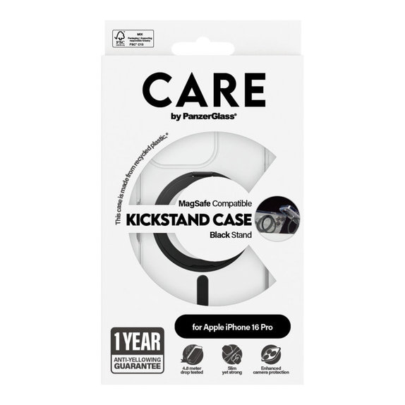 Maska Kickstand s MagSafeom za iPhone 16 Pro, Crna, CARE