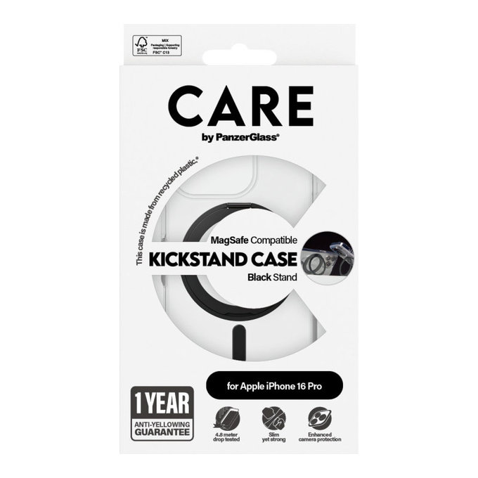 Maska Kickstand s MagSafeom za iPhone 16 Pro, Crna, CARE