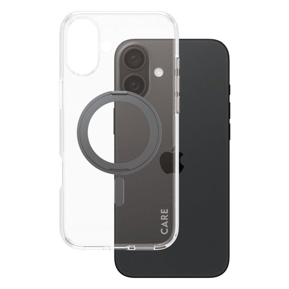Maska Kickstand s MagSafeom za iPhone 16 Plus, Crna, CARE