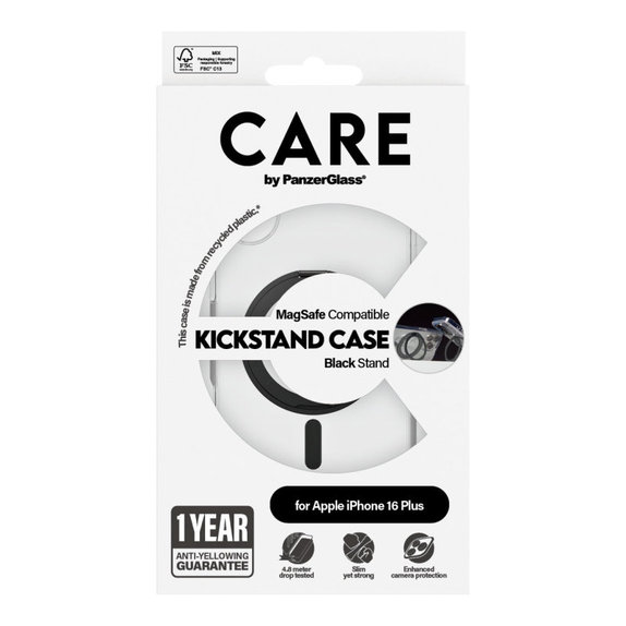 Maska Kickstand s MagSafeom za iPhone 16 Plus, Crna, CARE