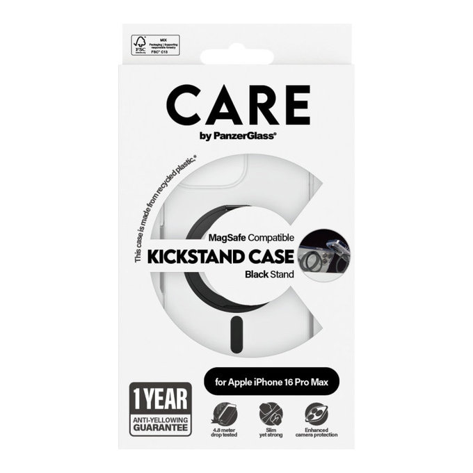Maska Kickstand s MagSafeom za iPhone 16 Pro Max, Crna, CARE