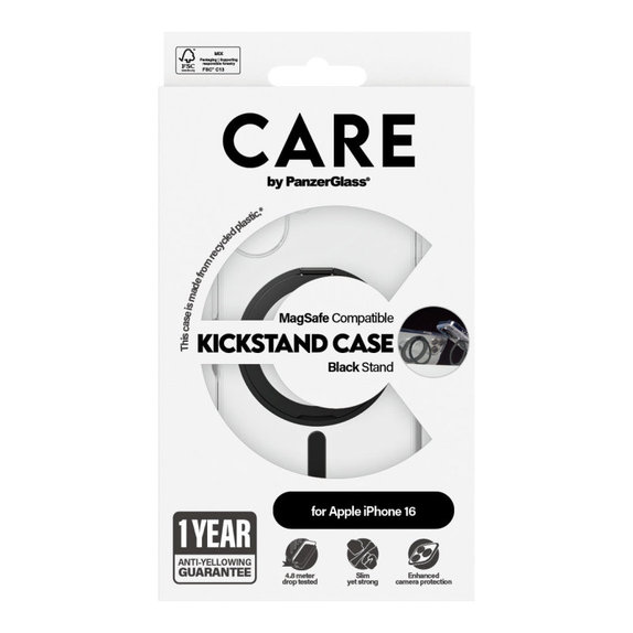 Maska Kickstand s MagSafeom za iPhone 16, Crna, CARE
