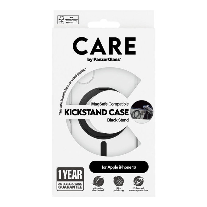 Maska Kickstand s MagSafeom za iPhone 16, Crna, CARE