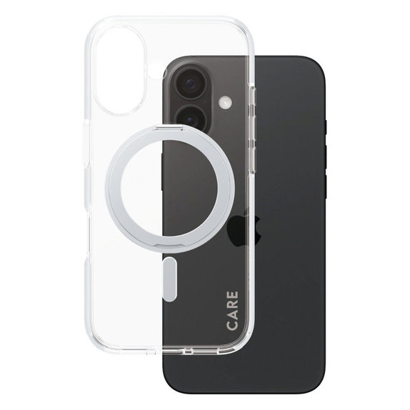 Maska Kickstand s MagSafeom za iPhone 16, Srebrna, CARE