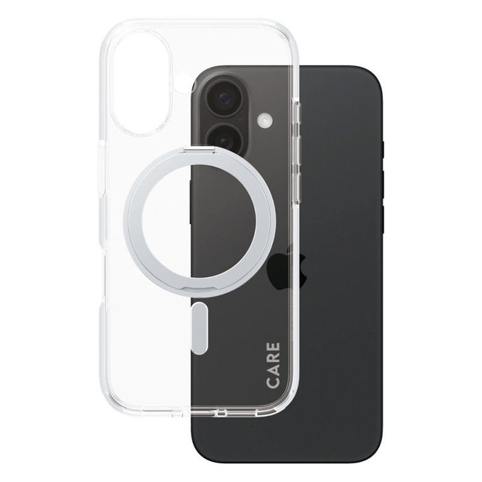 Maska Kickstand s MagSafeom za iPhone 16, Srebrna, CARE