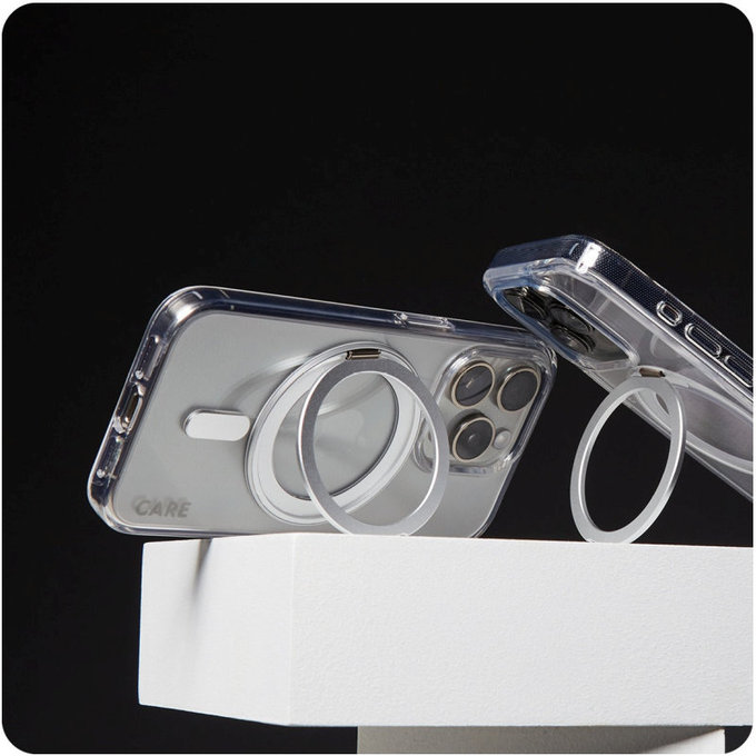 Maska Kickstand s MagSafeom za iPhone 16, Srebrna, CARE