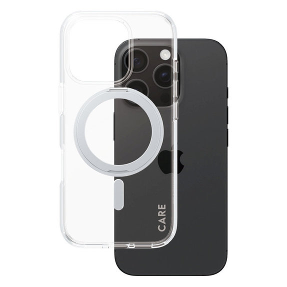 Maska Kickstand s MagSafeom za iPhone 16 Pro, Srebrna, CARE