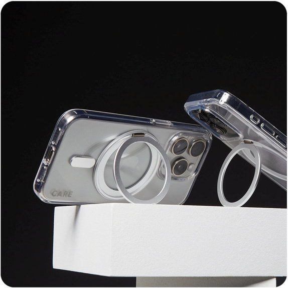 Maska Kickstand s MagSafeom za iPhone 16 Pro, Srebrna, CARE