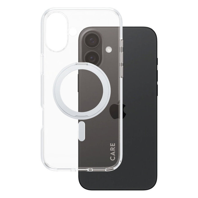 Maska Kickstand s MagSafeom za iPhone 16 Plus, Srebrna, CARE