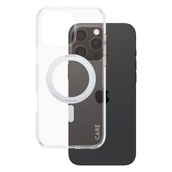 Maska Kickstand s MagSafeom za iPhone 16 Pro Max, Srebrna, CARE