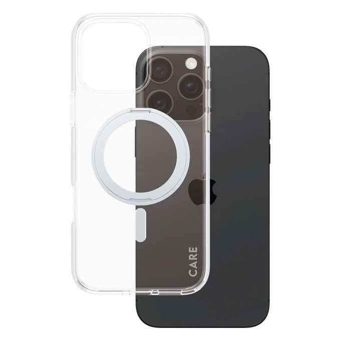 Maska Kickstand s MagSafeom za iPhone 16 Pro Max, Srebrna, CARE