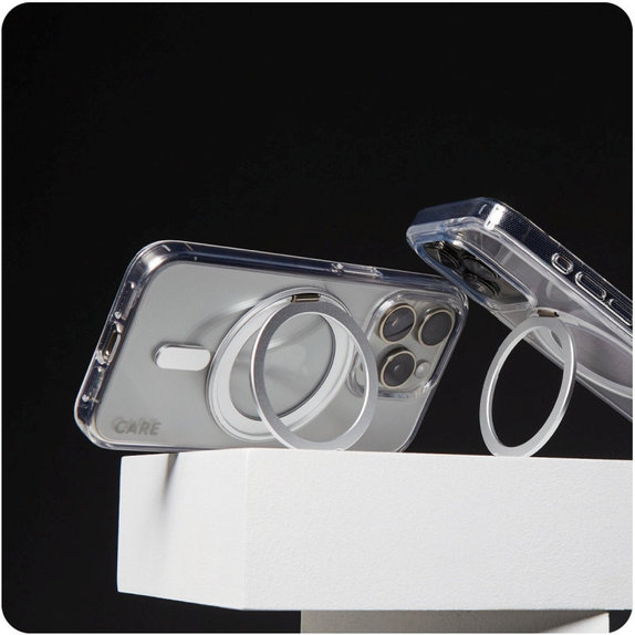 Maska Kickstand s MagSafeom za iPhone 16 Pro Max, Srebrna, CARE