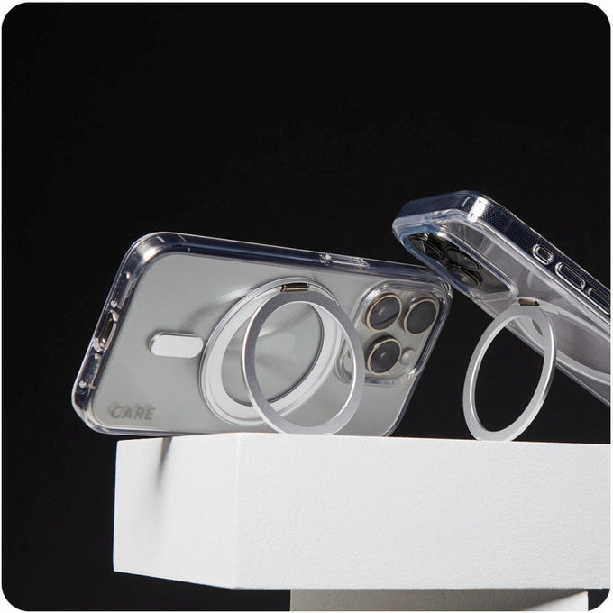 Maska Kickstand s MagSafeom za iPhone 16 Pro Max, Srebrna, CARE