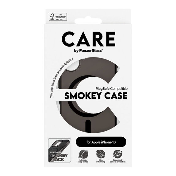 Maska Smokey s MagSafeom za iPhone 16, Crna, CARE