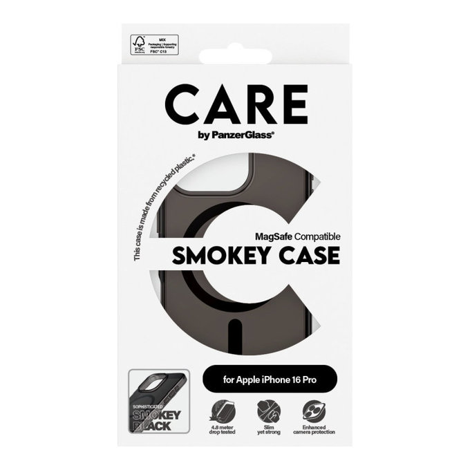 Maska Smokey s MagSafeom za iPhone 16 Pro, Crna, CARE