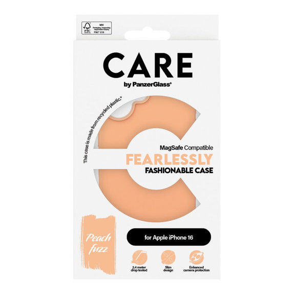 Maska Fearlessly s MagSafeom za iPhone 16, Peachy, CARE