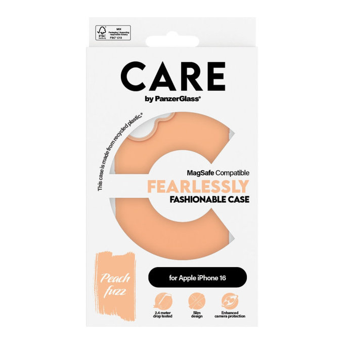 Maska Fearlessly s MagSafeom za iPhone 16, Peachy, CARE