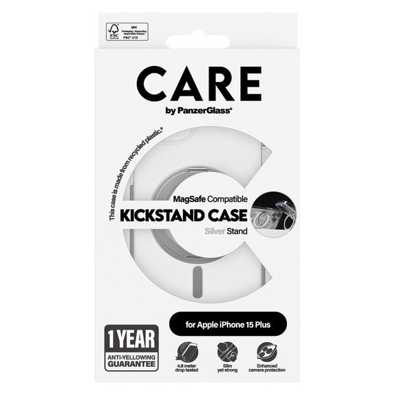 Maska Kickstand s MagSAFE by PanzerGlass za iPhone 15 Pro Max, Srebrna, PanzerGlass