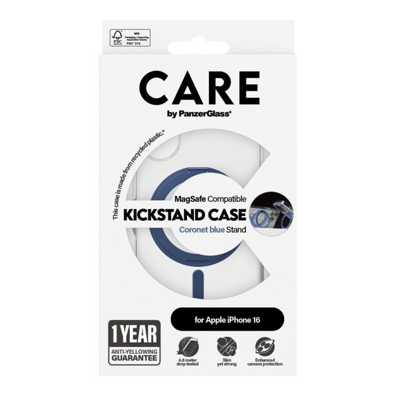 Maska Kickstand s MagSafeom za iPhone 16, Plava, CARE