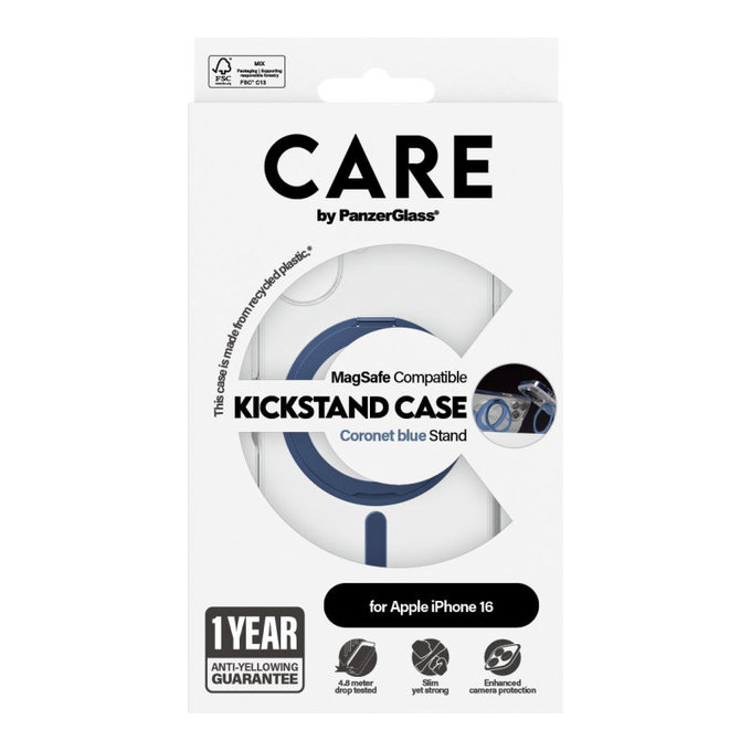 Maska Kickstand s MagSafeom za iPhone 16, Plava, CARE