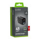 Putni adapter LCD USB-C, GaN, 45 W PD, crna, SBS