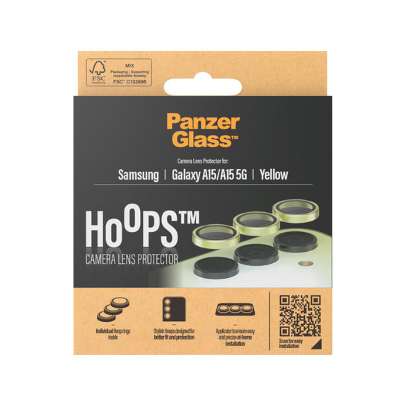 Zaštita objektiva kamere Hoops za Samsung A15/A15 5G, Žuta, PanzerGlass