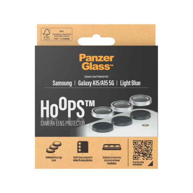 Zaštita objektiva kamere Hoops za Samsung A15/A15 5G, Svijetloplava, PanzerGlass