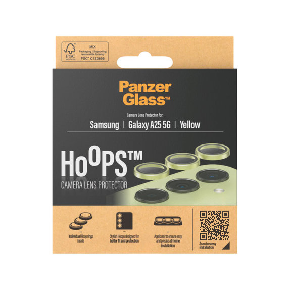 Zaštita objektiva kamere Hoops za Samsung A25 5G, Žuta, PanzerGlass