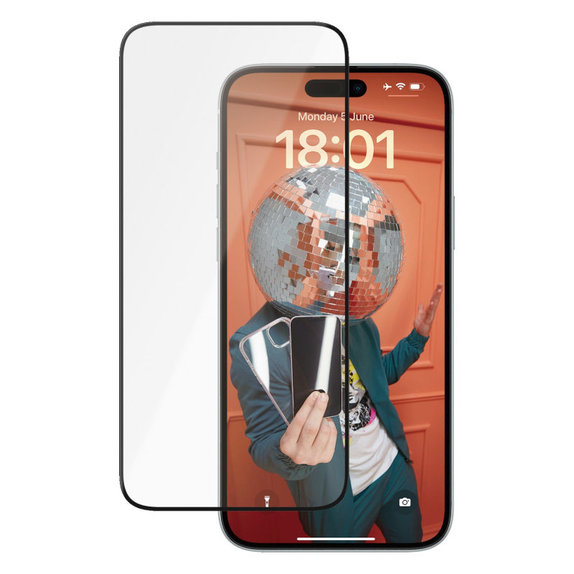 Kaljeno staklo UWF Ceramic s aplikatorom za iPhone 15 Plus, Crna, PanzerGlass