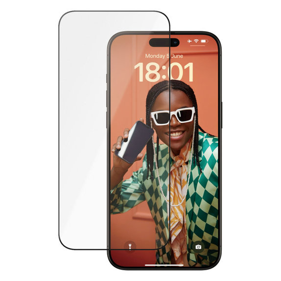 Kaljeno staklo UWF Ceramic s aplikatorom za iPhone 15 Pro Max, Crna, PanzerGlass