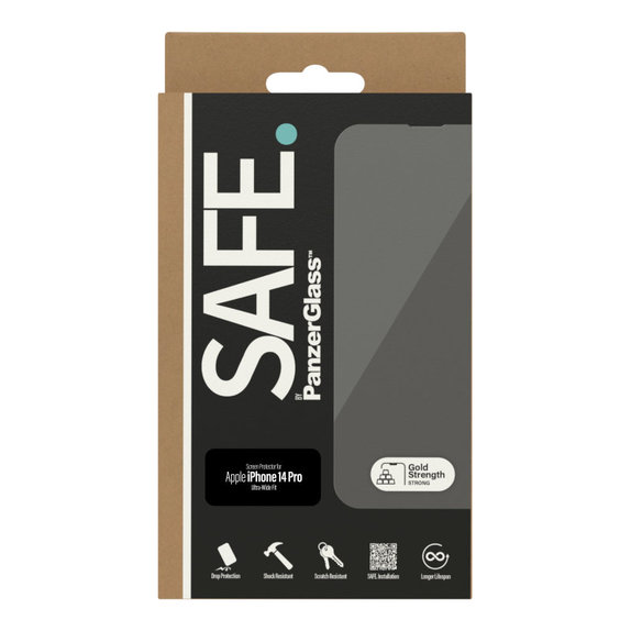 Kaljeno staklo Case Friendly UWF za iPhone 14 Pro, Crna, SAFE