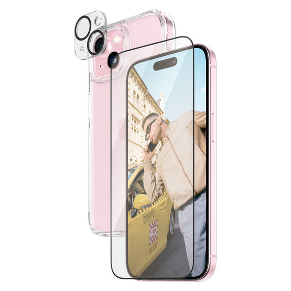 Bundle PicturePerfect + Kaljeno staklo UWF + Hard Case D3O za iPhone 15, PanzerGlass