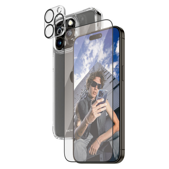 Bundle PicturePerfect + Kaljeno staklo UWF + Hard Case D3O za iPhone 15 Pro Max, PanzerGlass