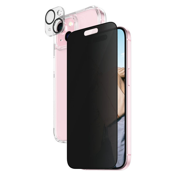 Bundle PicturePerfect + Kaljeno staklo UWF Privacy + Hard Case D3O za iPhone 15, PanzerGlass