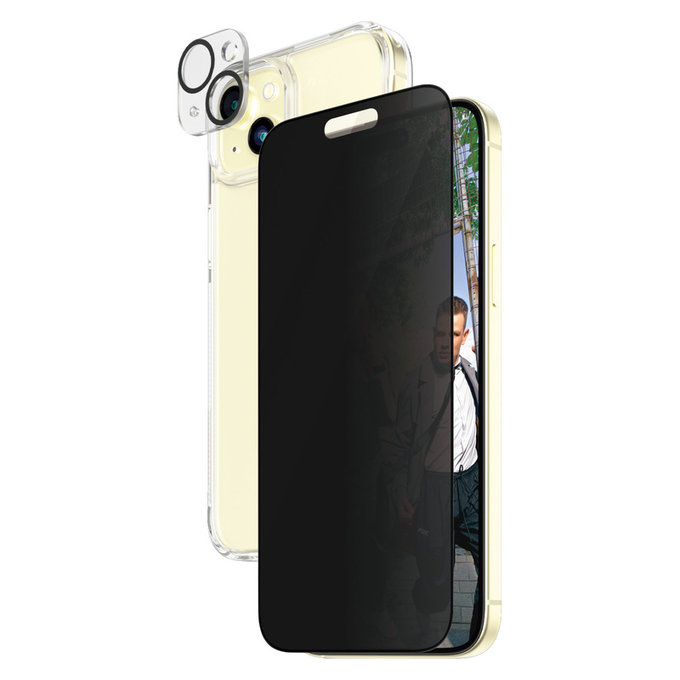 Bundle PicturePerfect + Kaljeno staklo UWF Privacy + Hard Case D3O za iPhone 15 Plus, PanzerGlass