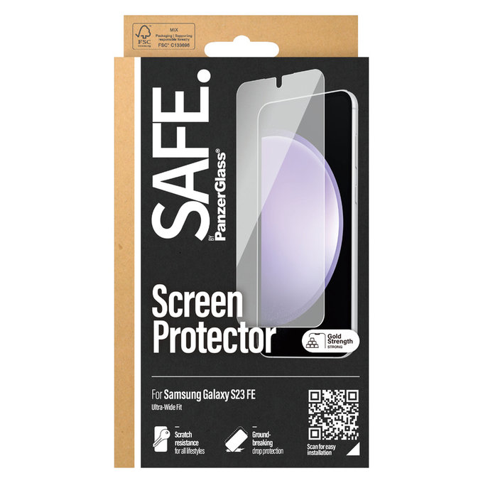Kaljeno staklo UWF za Samsung Galaxy S23 FE, Crna, SAFE by PanzerGlass