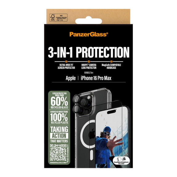 Bundle Hoops + Kaljeno staklo UWF + Hard Case za iPhone 16 Pro Max, PanzerGlass