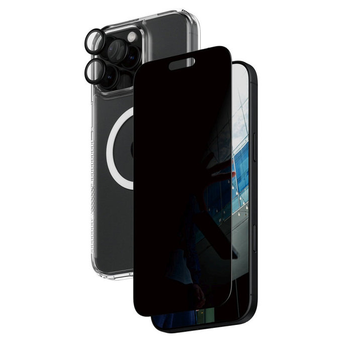 Bundle Hoops + Kaljeno staklo UWF Privacy + Hard Case za iPhone 16 Pro Max, PanzerGlass