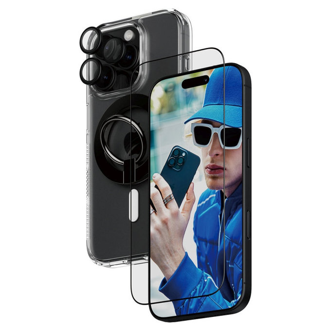 Bundle Hoops + Kaljeno staklo UWF + Hard Case + Magnetic Ring Mount za iPhone 16 Pro, PanzerGlass
