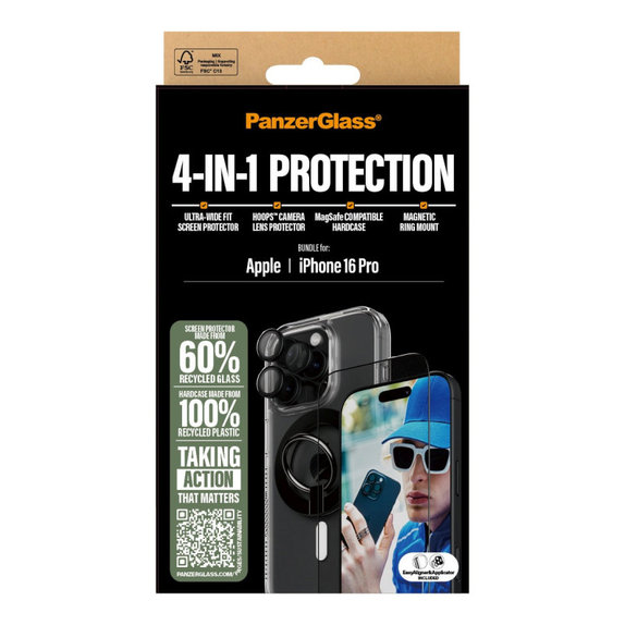 Bundle Hoops + Kaljeno staklo UWF + Hard Case + Magnetic Ring Mount za iPhone 16 Pro, PanzerGlass
