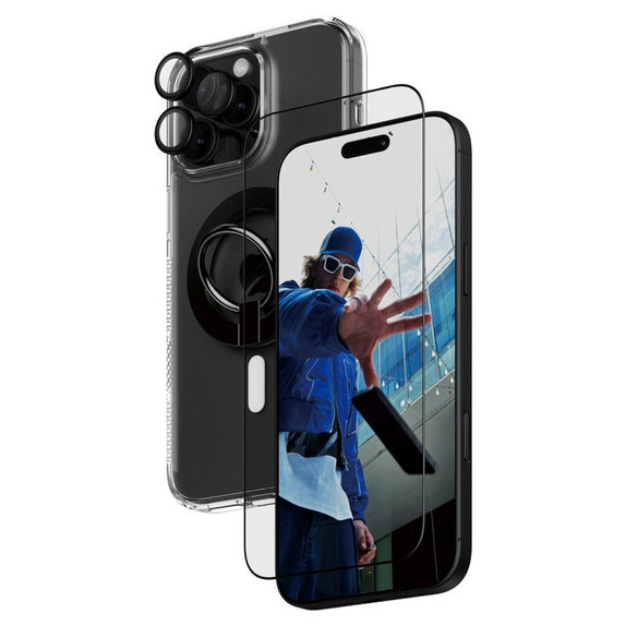 Bundle Hoops + Kaljeno staklo UWF + Hard Case + Magnetic Ring Mount za iPhone 16 Pro Max, PanzerGlass