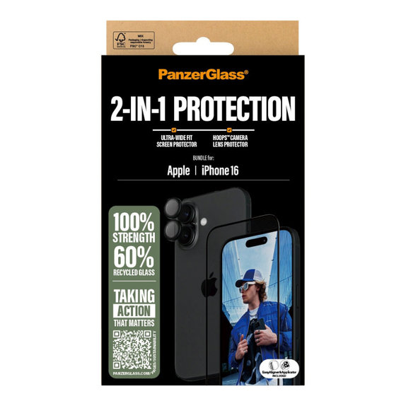 Bundle Hoops + UWF kaljeno staklo za iPhone 16, PanzerGlass