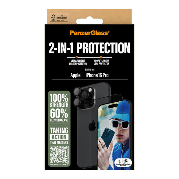 Bundle Hoops + UWF kaljeno staklo za iPhone 16 Pro, PanzerGlass