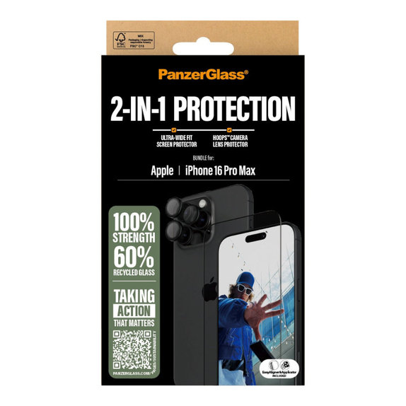 Bundle Hoops + UWF kaljeno staklo za iPhone 16 Pro Max, PanzerGlass