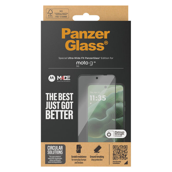 Kaljeno staklo UWF za Motorola Moto G35 5G, Crna, PanzerGlass
